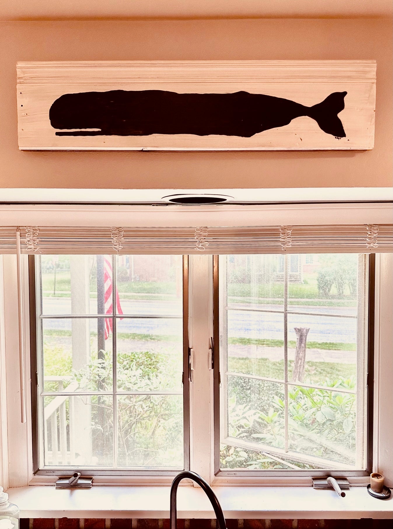 Whale on wood paneling (sold individually)