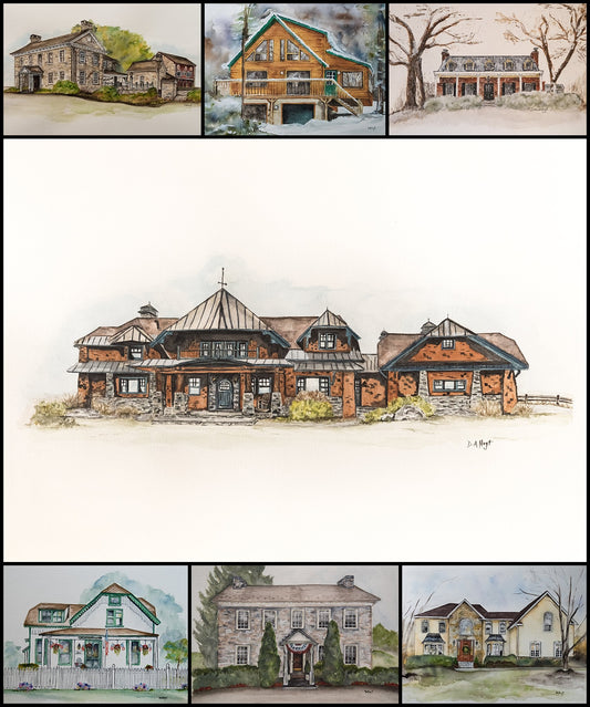 Commission Only - Custom Watercolor Painting Home Portrait
