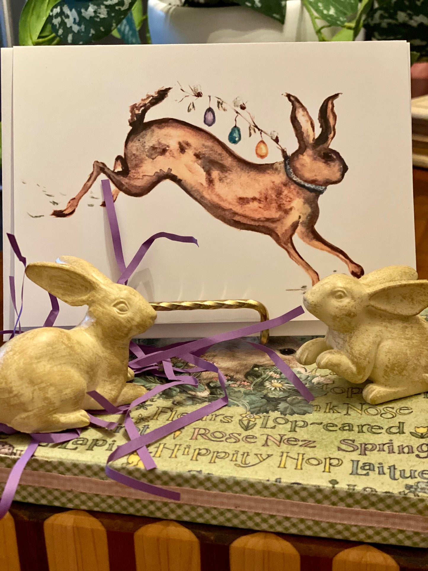 Rabbit with Easter Eggs - Greeting Card