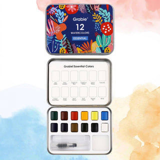 Watercolor Pocket Set Of 12 With Brush - Essential Colors