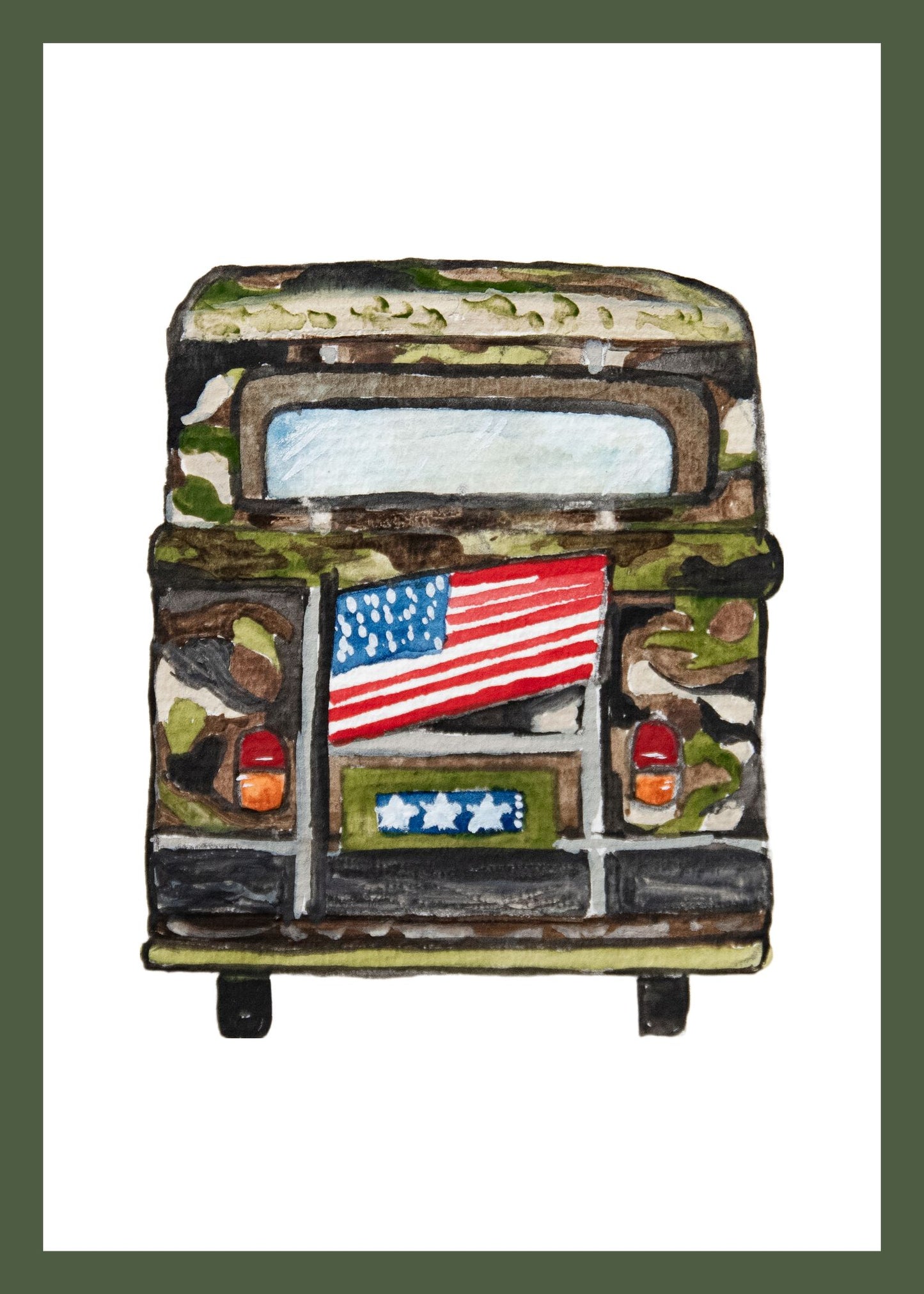 Retro VW Bus Camo - Greeting Card