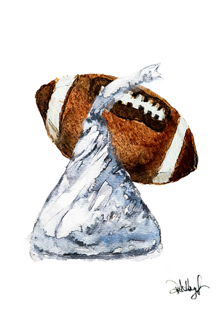 Hugs and Kisses with Football Print - 5x7 (PRINT ONLY)