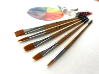 5-Piece Brush Set for Watercolor + Acrylics + Gouache