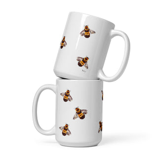Bee White glossy mug