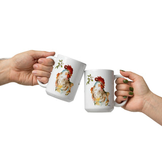 Rooster White glossy mug