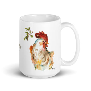 Rooster White glossy mug