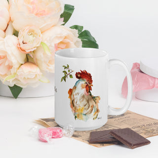 Rooster White glossy mug