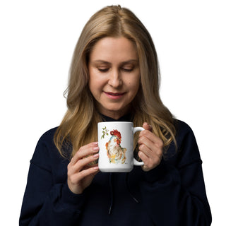 Rooster White glossy mug