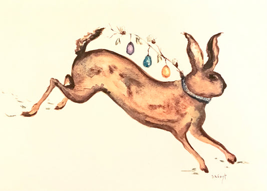 Rabbit with Easter Eggs - Greeting Card